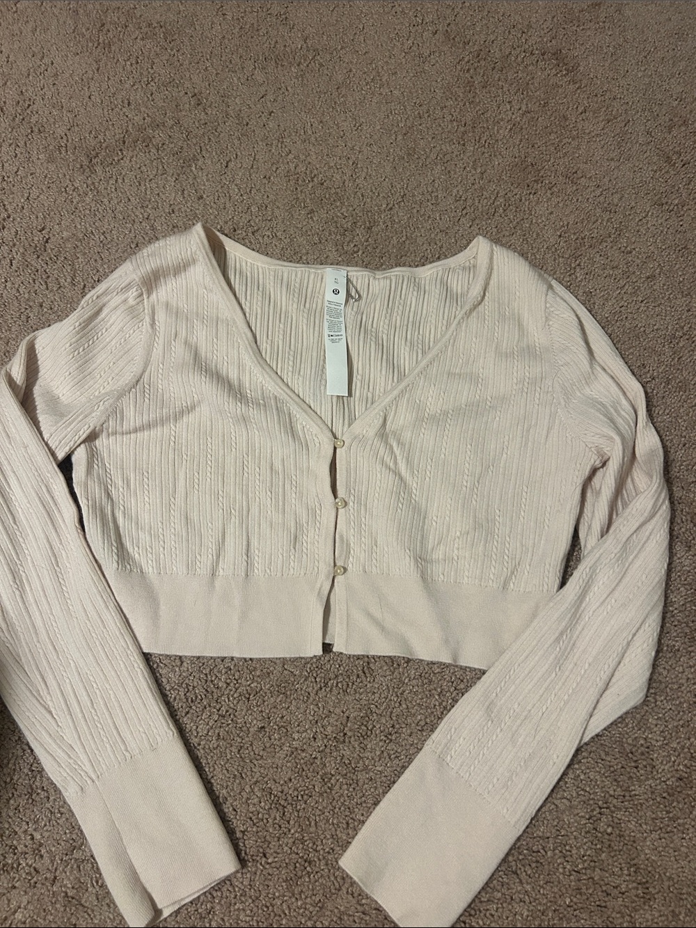 Lululemon Women’s light pink Button-Front Cropped Sweater Cardigan